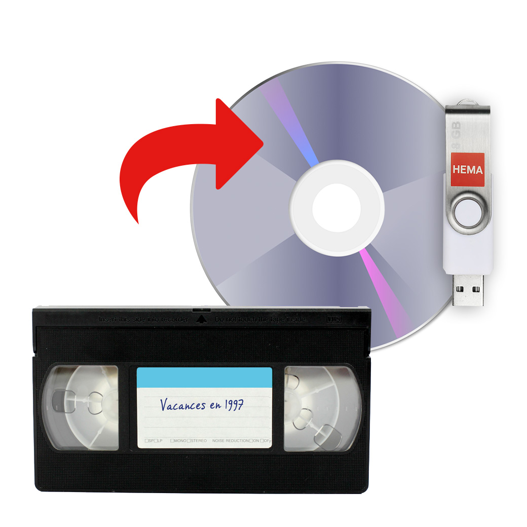 cassette vidéo sur DVD ou clé USB HEMA